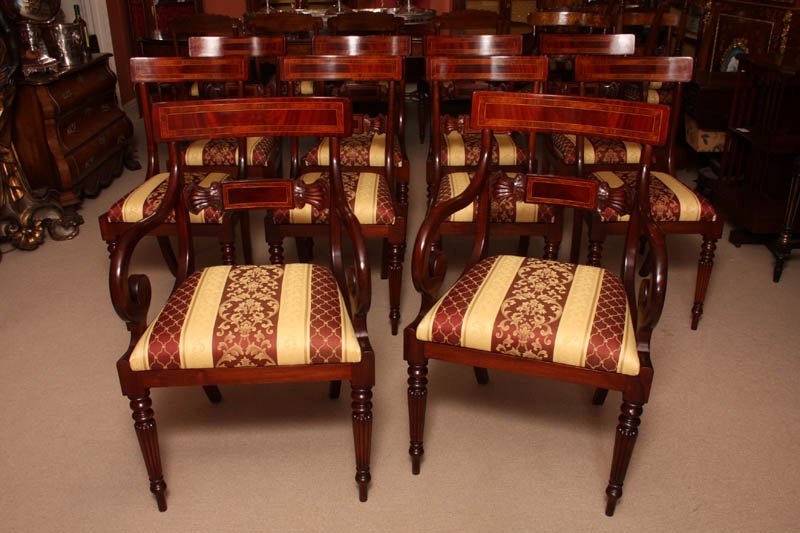Splendid Set of 10 Regency Dining Chairs Armchairs