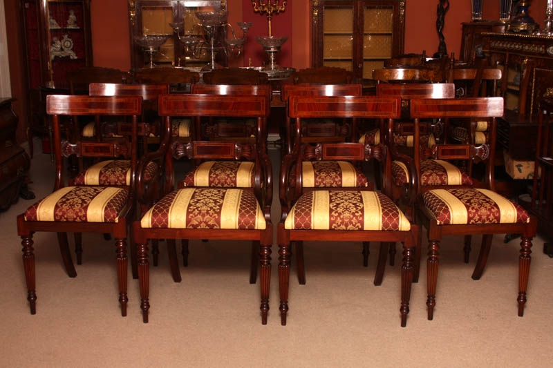 Splendid Set of 8 Regency Dining Chairs Armchairs