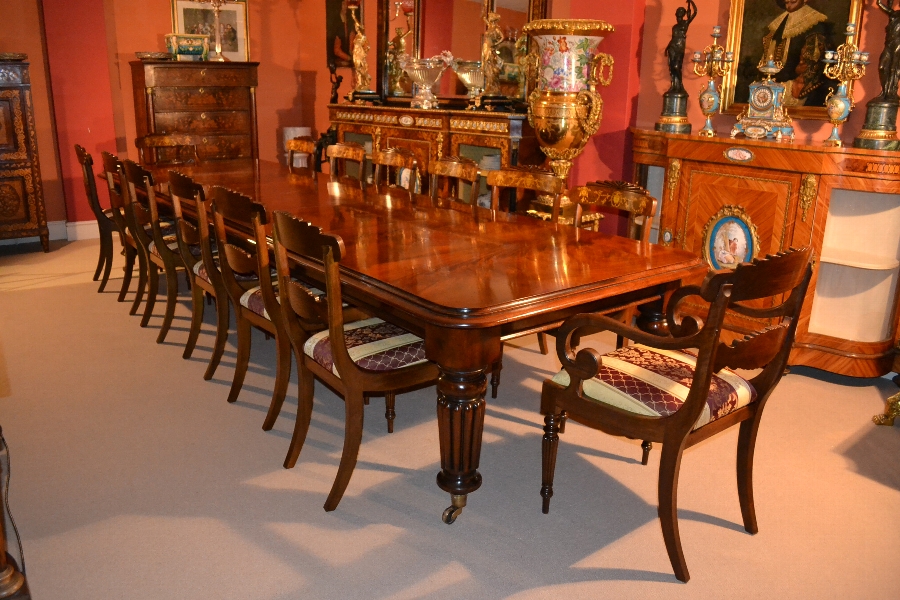Vintage Victorian Dining Table & 14 Chairs Mahogany