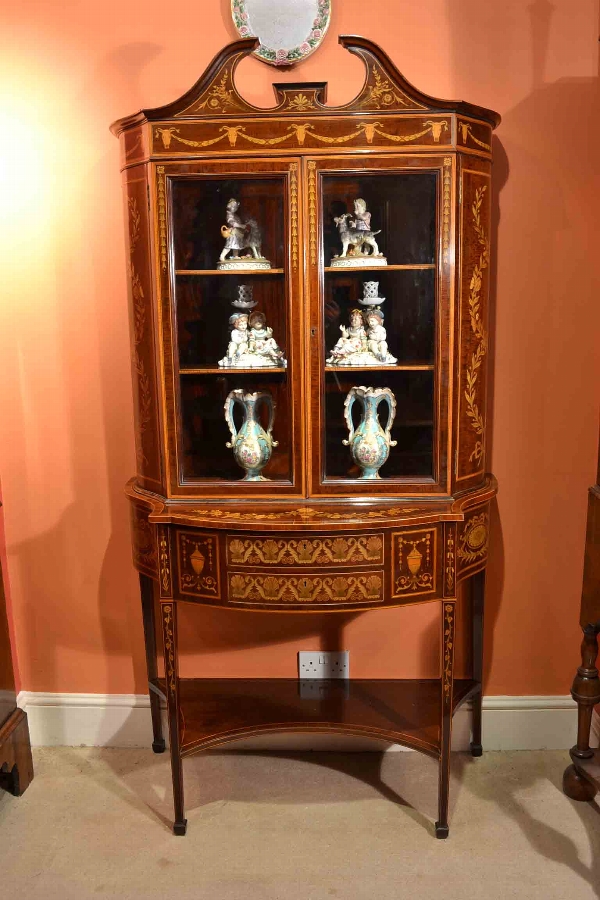 Antique Edwardian Inlaid Marquetry Cabinet Circa 1880