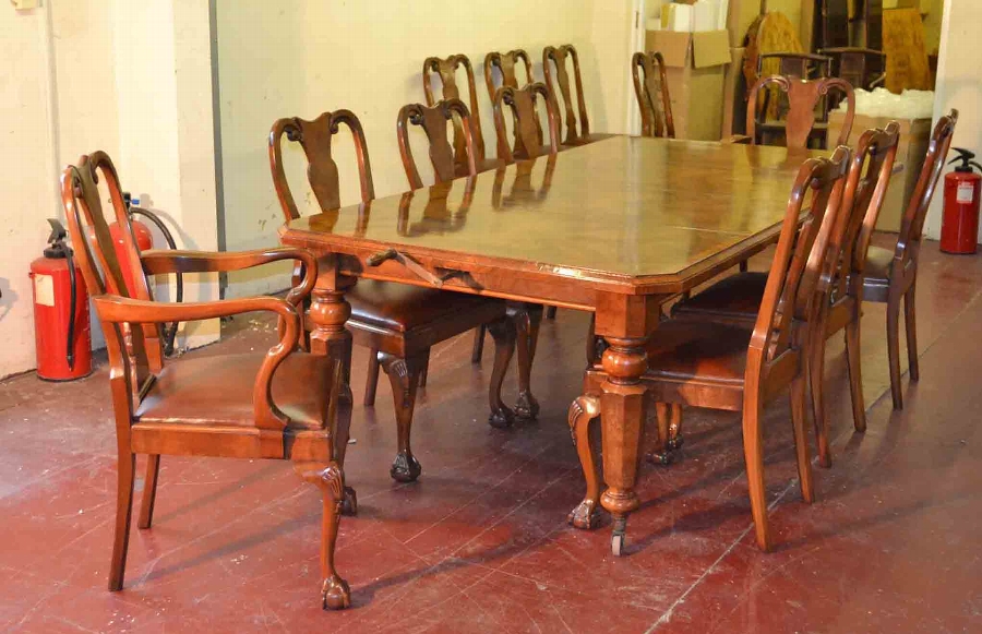 Antique Victorian Dining Table & 8 Chairs Burr Walnut