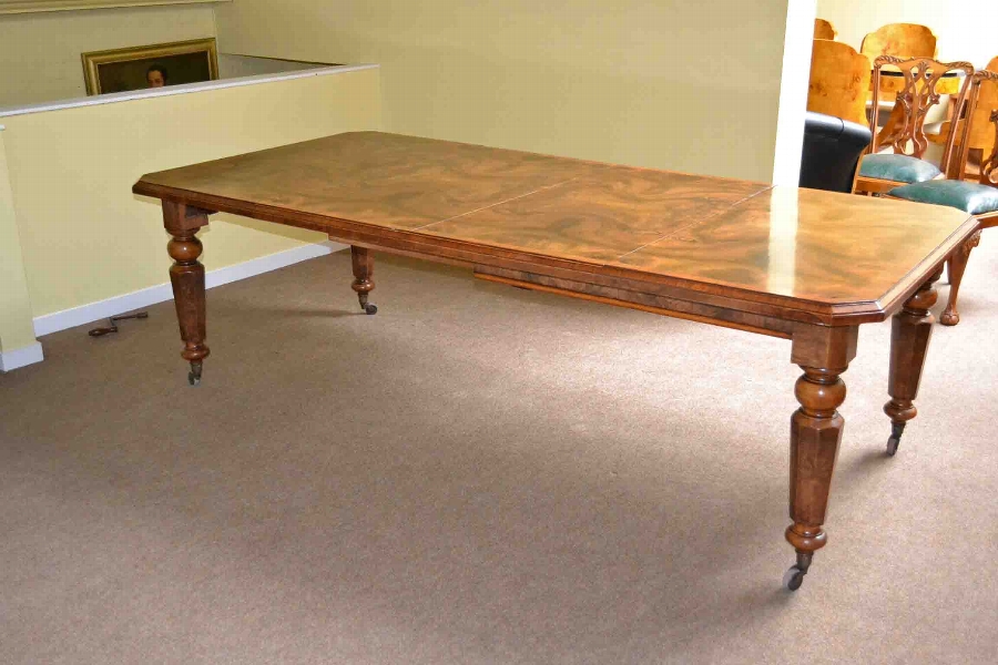 Antique Victorian Dining Table 8 ft Burr Walnut