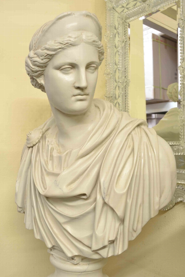 Stunning Large Marble Bust Roman Goddess