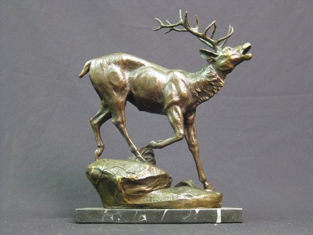 Stunning Bronze Sculpture Deer Stag Marbe Base