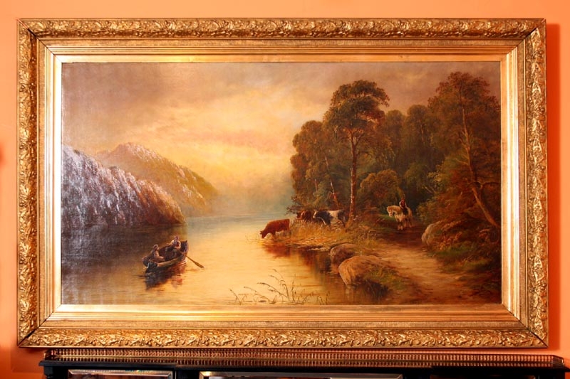 Antique Victorian Oil Painting by M.Harris