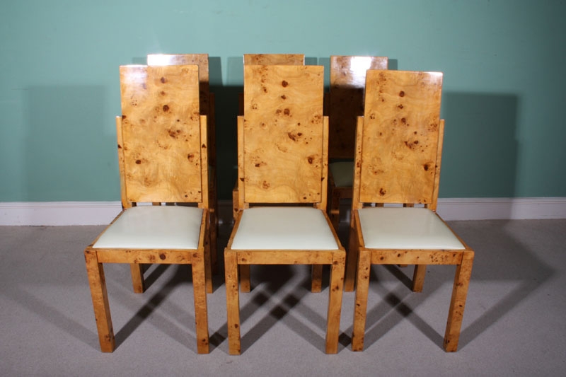Stunning Set 6 Art Deco High Back Maple Dining Chairs
