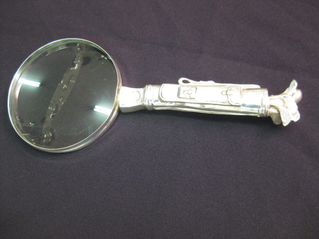 Unusual Silver Plated Magnifying Glass Golf Bag Handle
