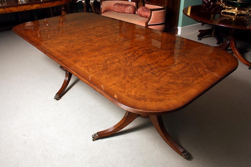 Large Burr Walnut Regency Dining Table Seats 10