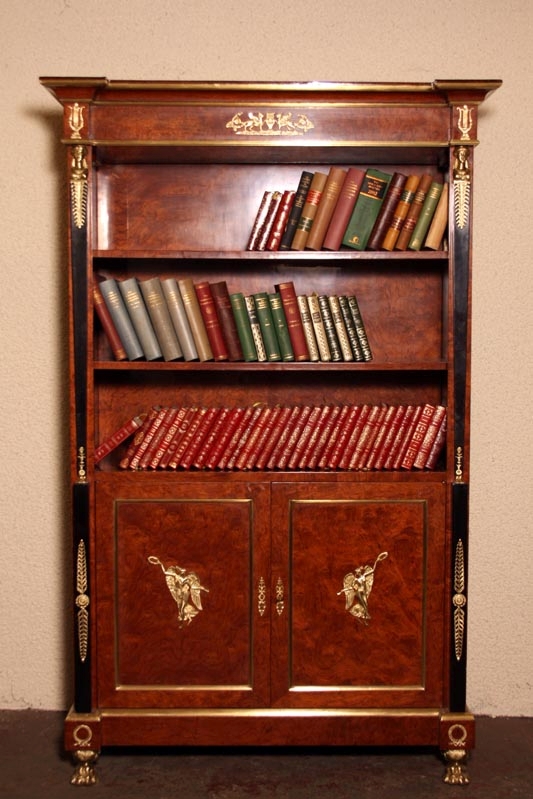 Magnificent Empire Burr Walnut Bookcase Cabinet