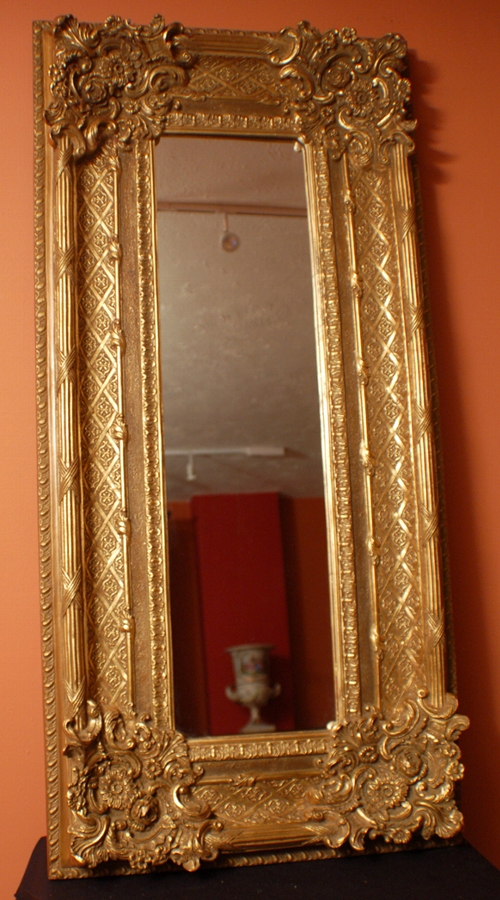 Elaborate Rectangular Tall Gilded Italian Mirror