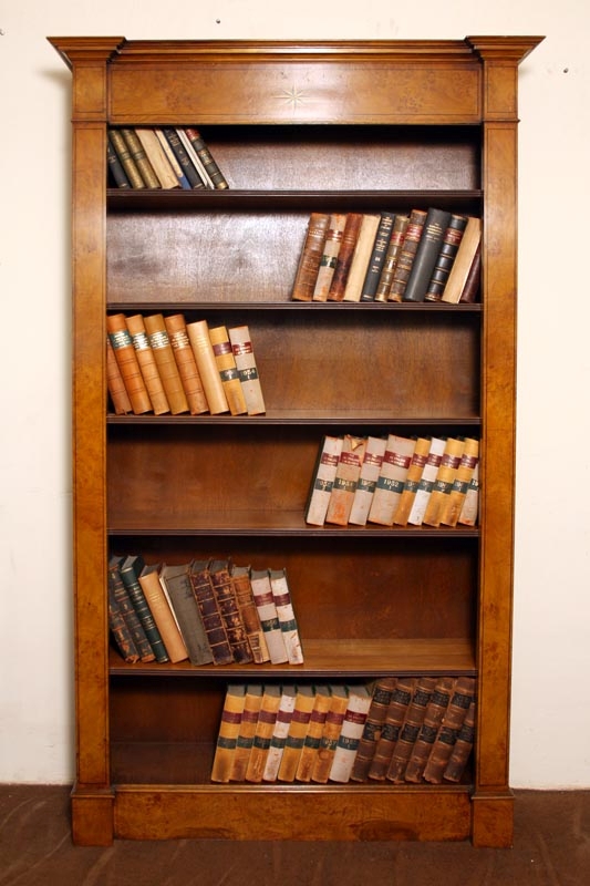 Stunning Burr Walnut Open Bookcase Adjustable Shelves
