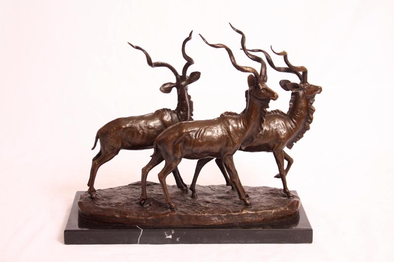 Stunning Bronze Sculpture Family of Reindeer Stags Milo