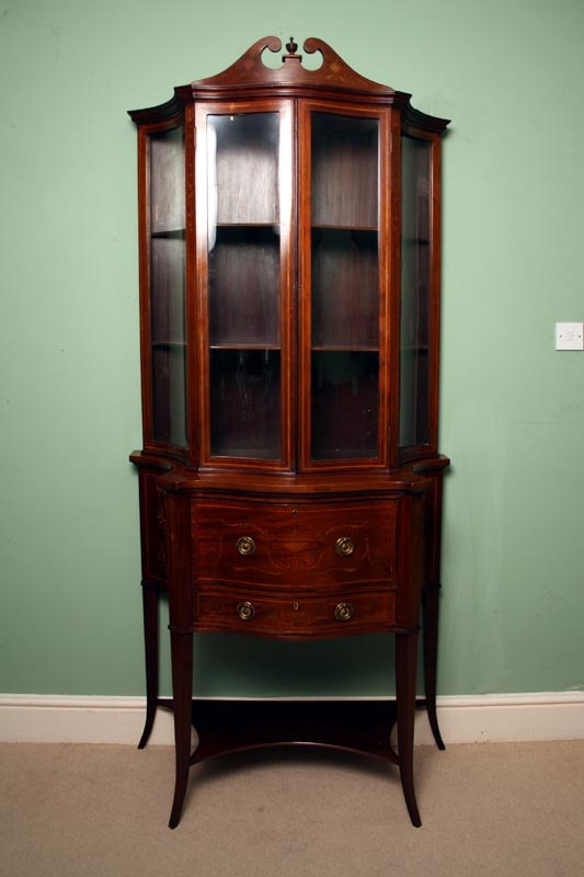Antique Edwardian Inlaid Display Cabinet c.1900