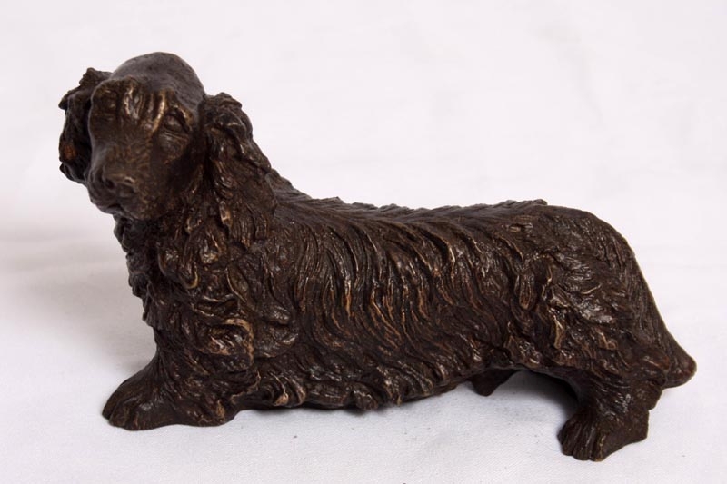 Charming Bronze Spaniel Puppy Dog Sculpture