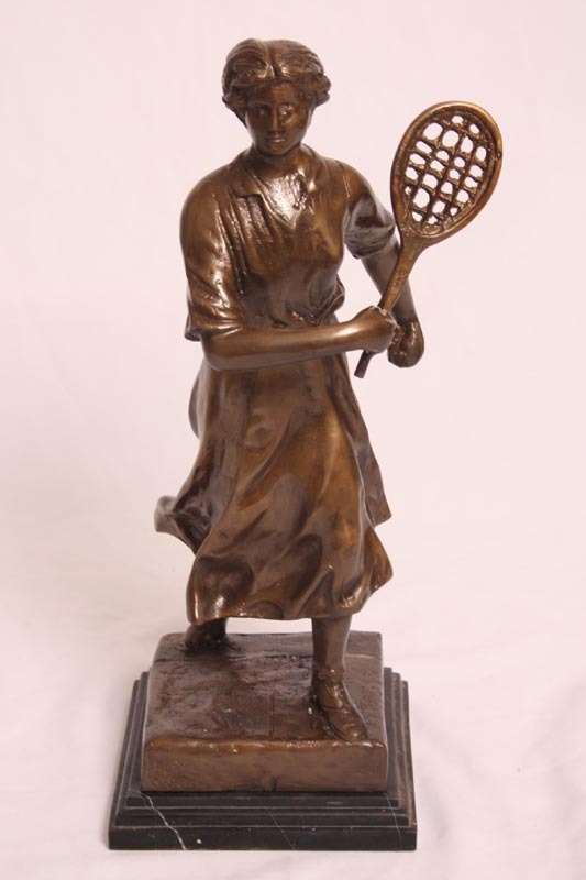 Lovely Bronze Sculpture 1930s Female Tennis Player