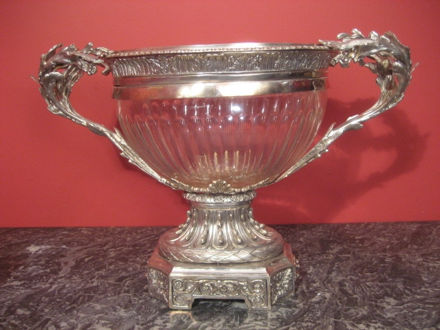 Antique Victorian Silver Plate & Crystal Centrepiece