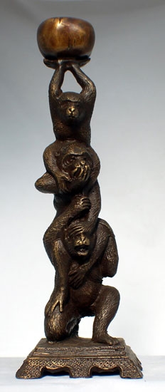 Charming and Hilarious Bronze Three Monkeys Statuette