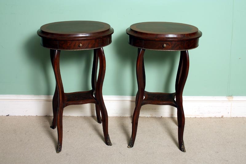 Stunning Pair Walnut Oval Occasional Tables