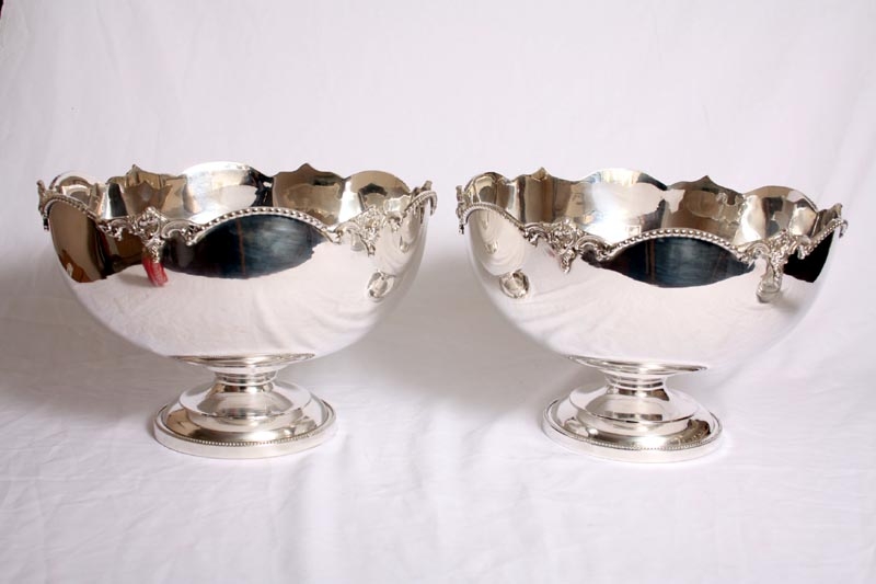 Pair of silver plat Scalopped Edge Punch Bowls/ coolers