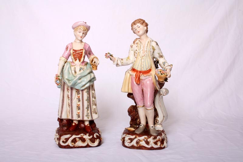 Lovely Pair German Dresden Classical Porcelain Figures