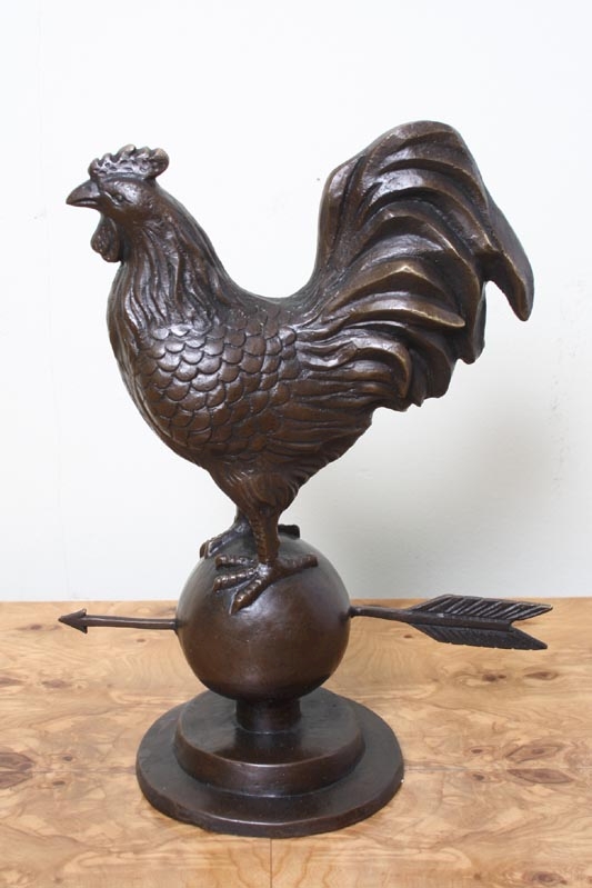 Stunning Bronze Cockerel Rooster Weather Vane Sculpture