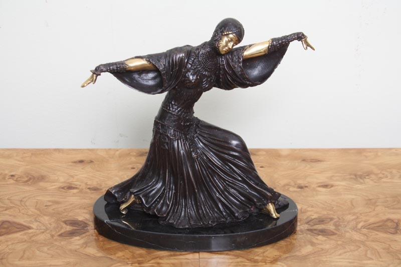 Stunning Gilded Bronze Twirling Female Dancer Lorenzl