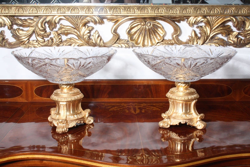 Ornate Pair of Cut Glass & Ormolu Centrepiece Dishes