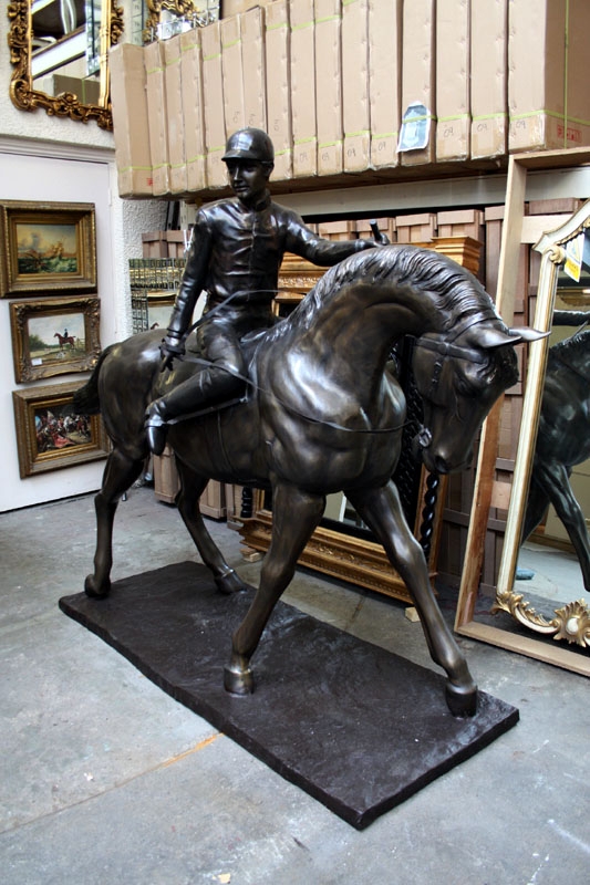 Magnificent Life Size Horse and Jockey Bronze