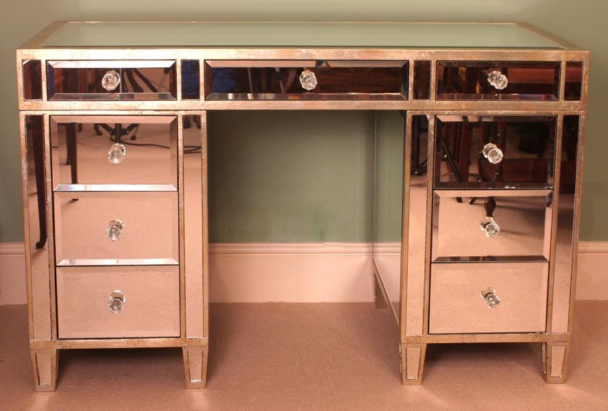 Stunning Mirrored Art Deco Gilt Wood Desk Table