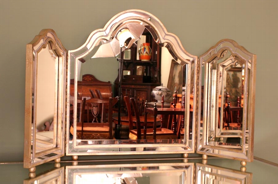 Fabulous Art Deco Triple Glass Dressing Table Mirror