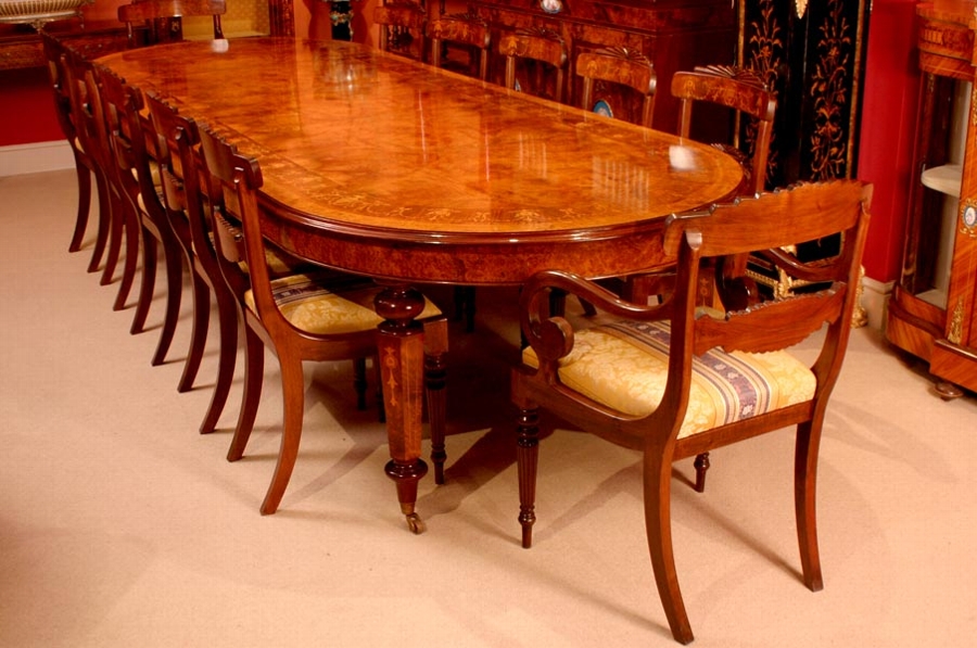 Large Victorian Dining Table Burr Walnut Extendable