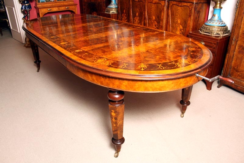 Stunning Victorian Dining Table Burr Walnut Marquetry