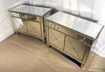 Stylish Modern Art Deco Large Mirrored Cabinets Chests