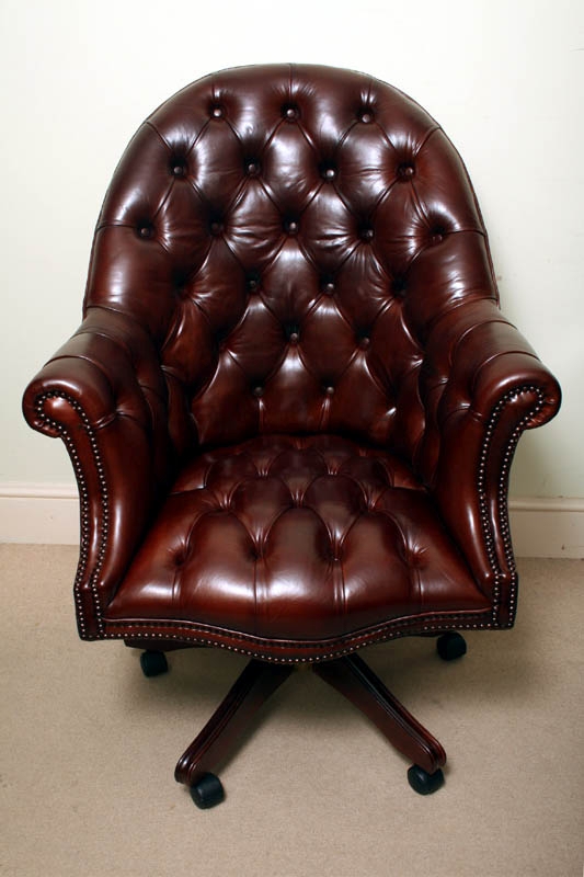 English Hand Made Leather Directors Desk Chair