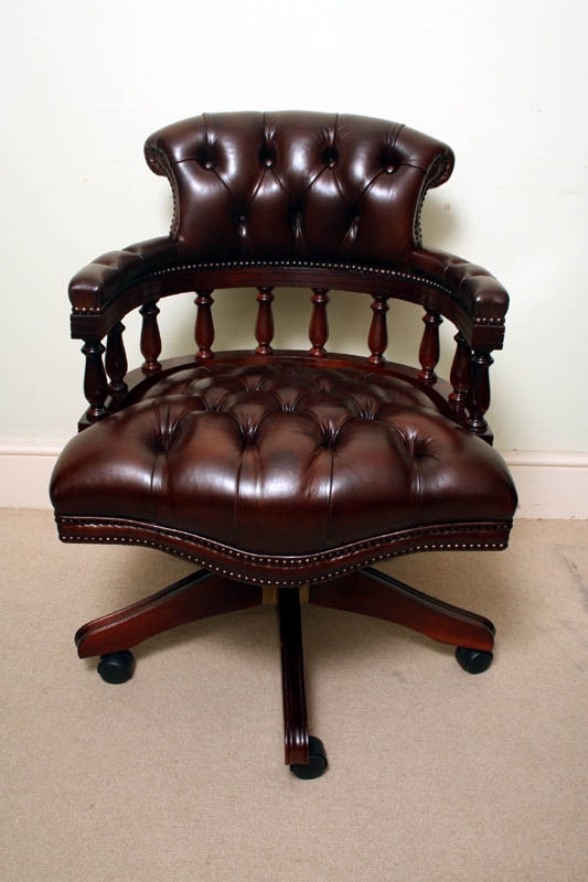 English Hand Made Leather Captains Desk Chair