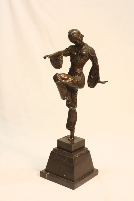 CHIPARUS Art Deco Bronze Marble Dancing Girl