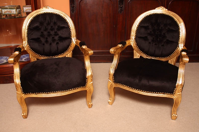 Pair Gorgeous Louis XV Giltwood Child's Armchair