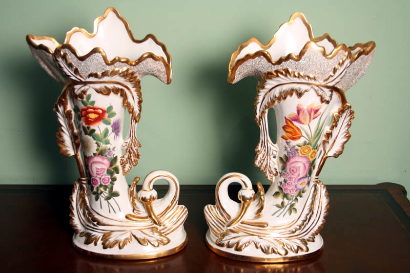 Grand Pair Russian Imperial Gilded Porcelain Vases