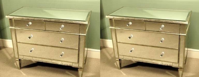 Fabulous Pair Art Deco Mirrored Chest of Drawers