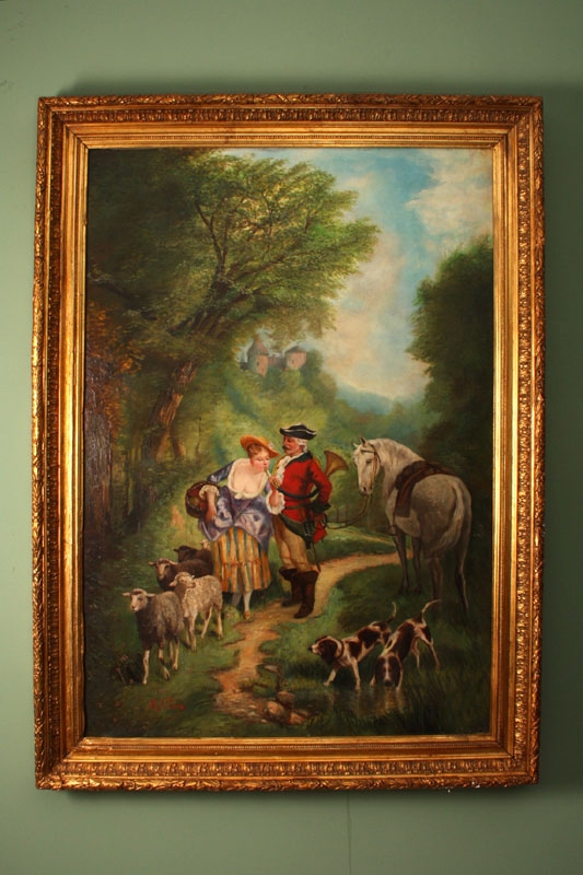 Antique Oil Painting Pastoral Scene M. Clerc