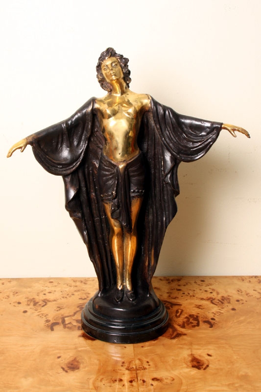 Stunning Gilded Bronze Statue of a Lady F. Preiss