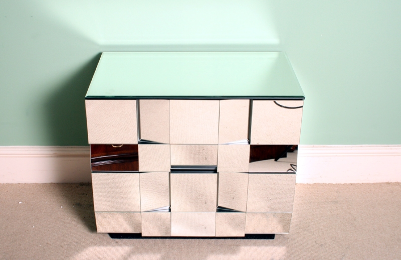 Unusual Ultra Modern Mirrored Cubist Chest of Drawers