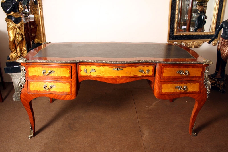 Large Bombe Louis XV Bureau Plat Writing Table Desk