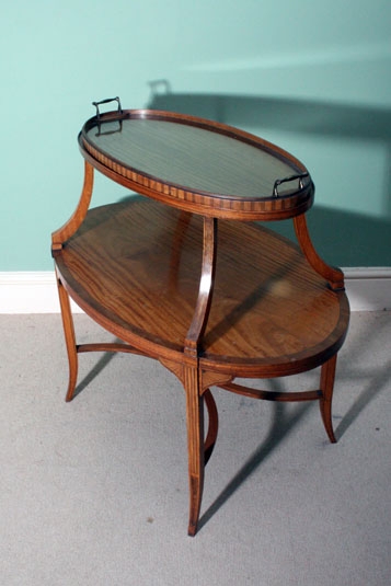 Antique English Satinwood Etagere Tray Table