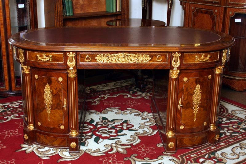 Gorgeous Ornate French Empire Pedestal Desk
