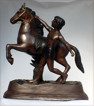 Stunning J D'ASTE Bronze Horse & Child Statuette
