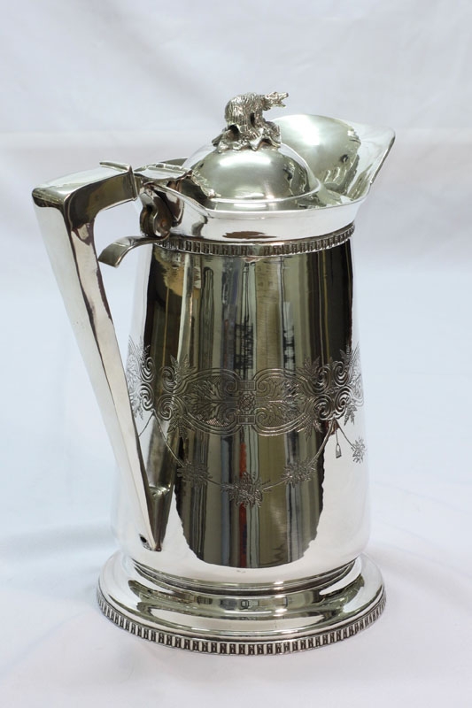 Silver Plated and Engraved English Beer Stein Tankard