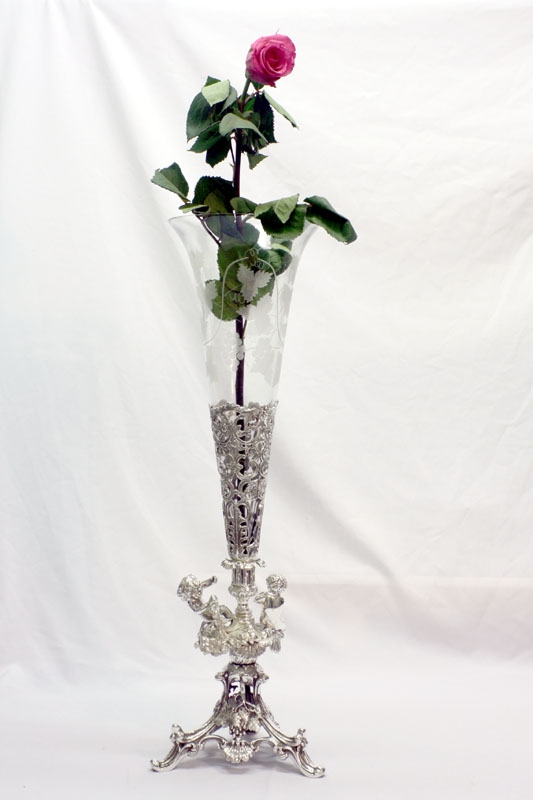 Sheffield Silver Plate & Cut Glass Vase Epergne