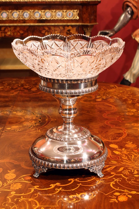 English Silver Plate & Cut Glass Comport / Centrepiece