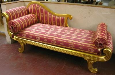 Exquisite Regency Painted Gilt Wood Day Bed